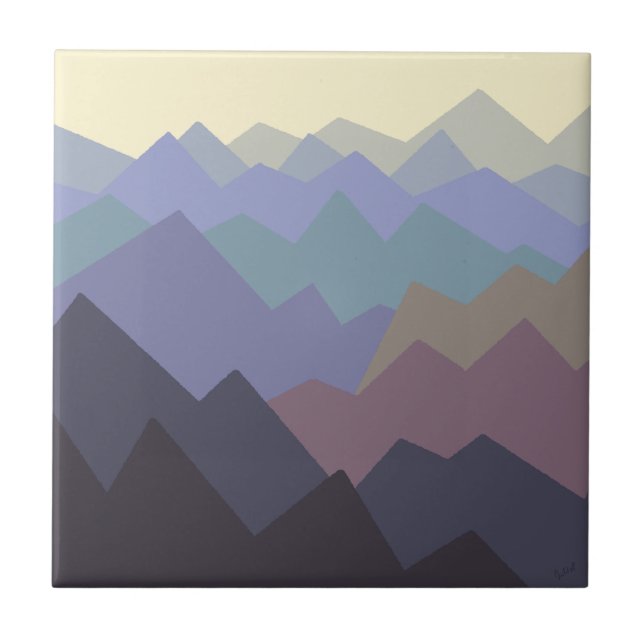 Modern Winter Mountains Design Tile (Front)