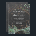 Modern winter nature chalkboard watercolor wedding invitation<br><div class="desc">Elegant winter wedding stylish invitation template on dark grey chalkboard featuring modern winter branches and pine boughs wreath and natural green watercolor splashes. Fill in your information in the spots, You can choose to customize it further changing fonts and colours of lettering. --------- The invitation is suitable for elegant trendy...</div>