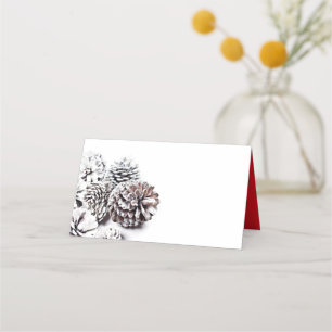 Modern Winter Pine Cone   Holiday Place Card