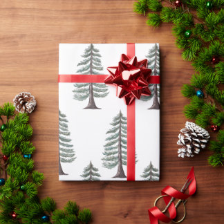 Modern Winter Pine Green Tree Christmas wrap  Wrapping Paper