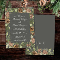 Modern Winter Pine Stone Grey Elegant Wedding