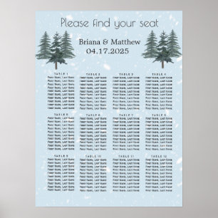 Modern Winter Pine Tree Wedding Seating Chart