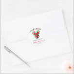 Modern Winter Red Christmas Santa Baby Shower Classic Round Sticker<br><div class="desc">Add a festive finishing touch to your baby shower favours and decorations with our Modern Winter Red Christmas Santa Baby Shower Classic Round Sticker. Featuring a jolly Santa Claus on a vibrant red background, accented with delicate snowflakes and winter greenery, this sticker is perfect for sealing envelopes, adorning favour bags,...</div>