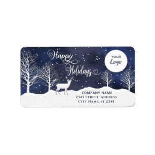 Modern Winter scene  corporate logo Holiday Label