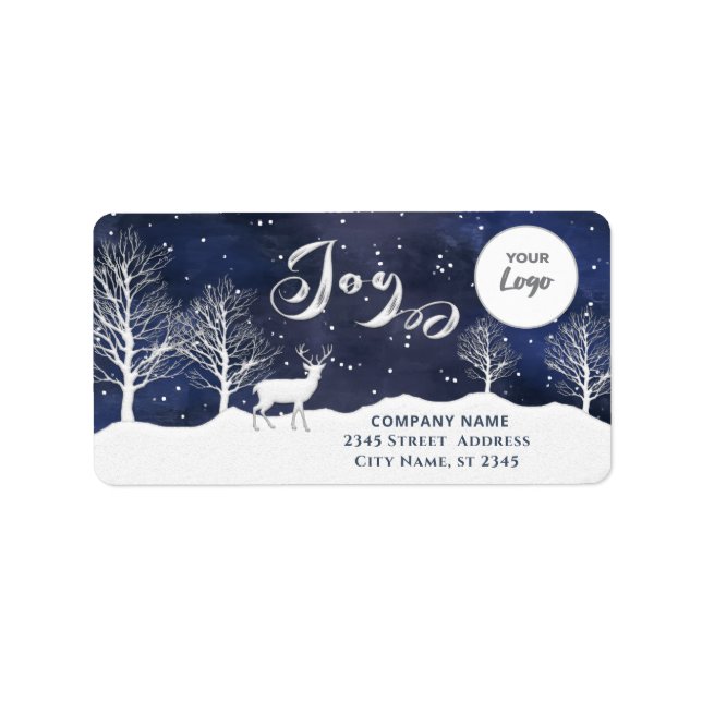 Modern Winter scene Joy corporate logo Holiday Cla Label (Front)