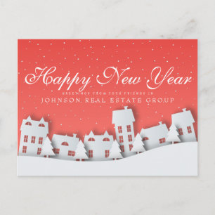 Modern Winter Scene   New Year's  Greetings Postcard