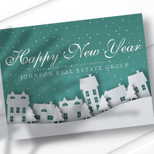 Modern Winter Scene   New Year's  Greetings Postcard