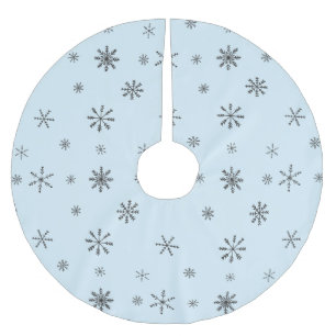 Modern Winter Snowflakes Brushed Polyester Tree Skirt