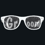 Modern winter snowflakes chalkboard wedding Groom Retro Sunglasses<br><div class="desc">Modern winter snowflakes chalkboard wedding groom sunglasses. Stylish,  elegant and original black chalkboard with white snowflakes background. A black and white elegant wedding theme perfect for winter wonderland,  Christmas wedding theme.The text is fully customizable</div>