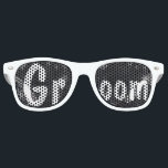 Modern winter snowflakes chalkboard wedding Groom Retro Sunglasses<br><div class="desc">Modern winter snowflakes chalkboard wedding groom sunglasses. Stylish,  elegant and original black chalkboard with white snowflakes background. A black and white elegant wedding theme perfect for winter wonderland,  Christmas wedding theme.The text is fully customizable</div>