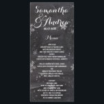 Modern winter snowflakes chalkboard wedding menu<br><div class="desc">Modern winter snowflakes chalkboard wedding dinner menu. Stylish,  elegant and original black chalkboard with white snowflakes background. A black and white elegant wedding theme perfect for winter wonderland,  Christmas wedding theme.The text is fully customizable</div>