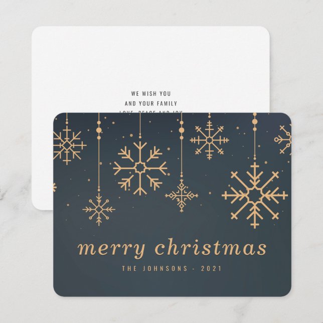 Modern Winter Snowflakes Christmas Holiday Card (Front/Back)