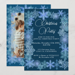 Modern Winter Snowflakes Christmas  Invitation