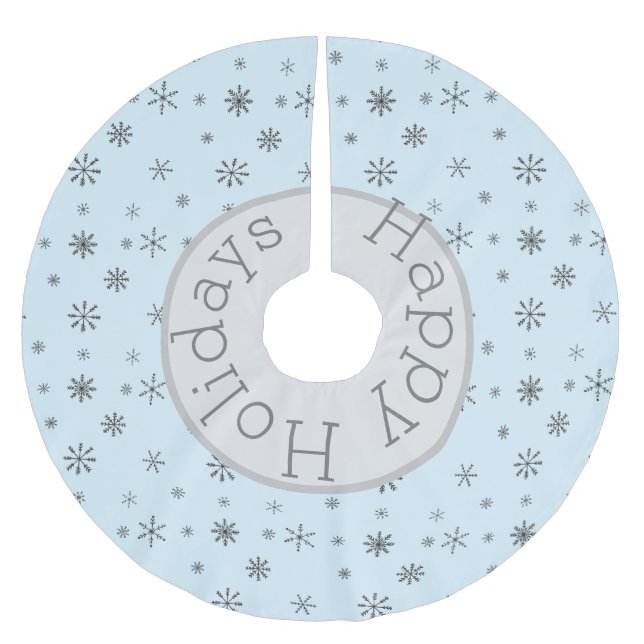 Modern Winter Snowflakes Customizable Brushed Polyester Tree Skirt (Front)