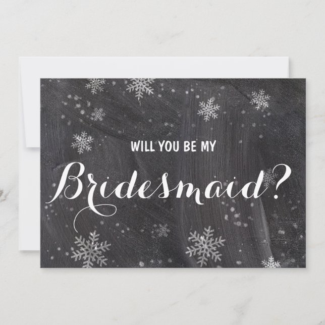 Modern winter snowflakes Will you be my Bridesmaid Invitation (Front)