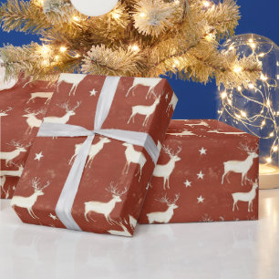 Modern Winter Stag Red Wrapping Paper