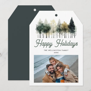 Modern Winter Trees Christmas Photo Holiday Card