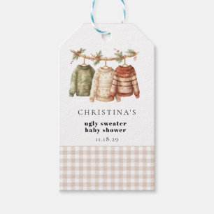 Modern Winter Ugly Sweater Baby Shower  Gift Tags
