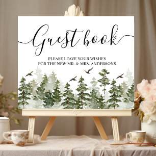 Modern Winter  Watercolor Green Forest With Snow Poster