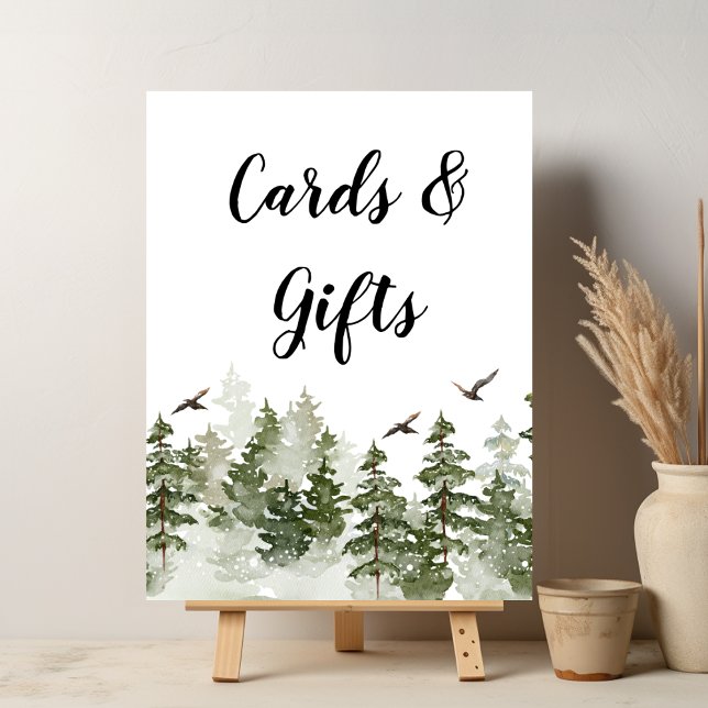 Modern Winter  Watercolor Green Forest With Snow Poster (Creator Uploaded)