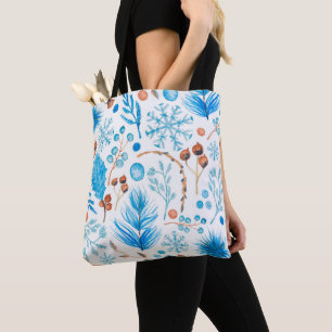 Modern Winter Watercolor Leaves and Berries  Tote Bag