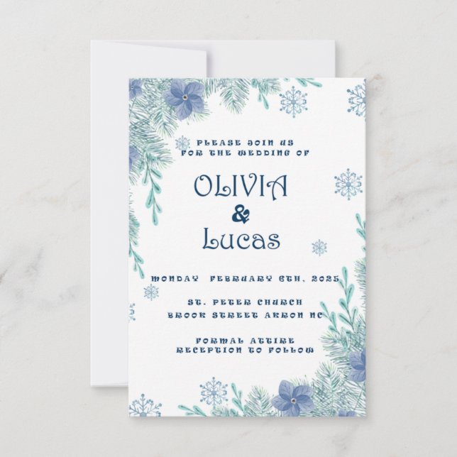 Modern Winter Wedding Invitations (Front)