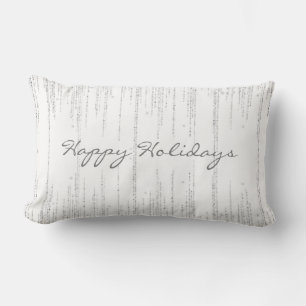 Modern Winter White Grey Sparkles Custom Holiday  Lumbar Pillow
