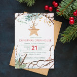 Modern winter wood branches Christmas open house Invitation<br><div class="desc">Elegant winter nature dried branches and pine tree bough watercolor forest elements with a wooden star in fern green, brown and white Christmas corporate open house invitation template. Fill in your information in the spots, You can choose to customize it further changing fonts and colours of lettering. ---- Please note...</div>