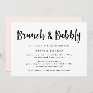 Modern Wish   Black and White Brunch and Bubbly Invitation