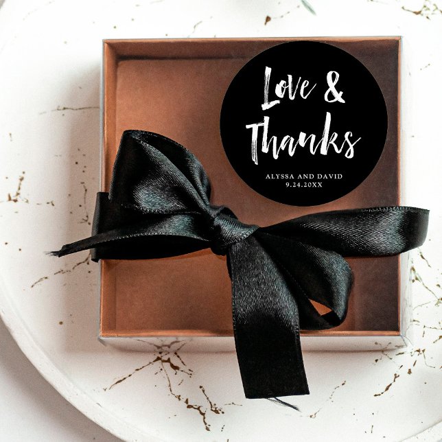 Modern Wish | Black and White Wedding Classic Round Sticker (Creator Uploaded)