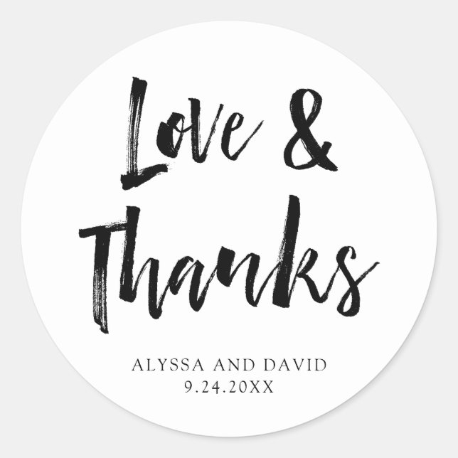 Modern Wish | Black and White Wedding Classic Round Sticker (Front)