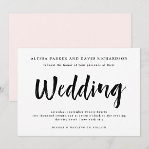 Modern Wish   Black and White Wedding Invitation