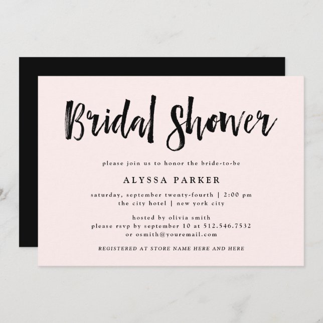 Modern Wish | Blush Pink Bridal Shower Invitation (Front/Back)