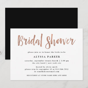 Modern Wish   Faux Rose Gold Bridal Shower Invitation