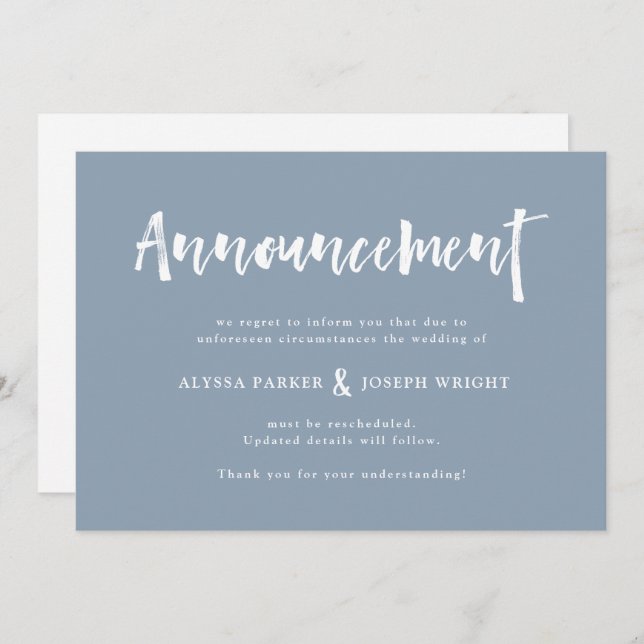 Modern Wish | Wedding Cancellation or Postponement Invitation (Front/Back)