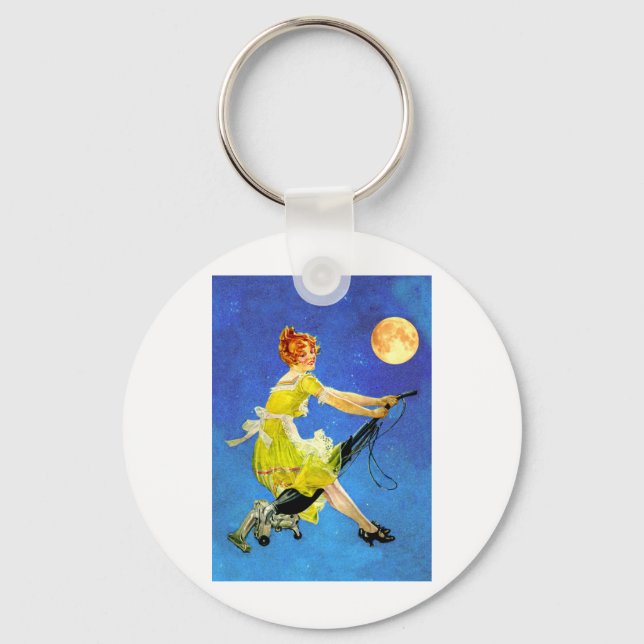 Modern Witch Rides a Vacuum Keychain (Front)