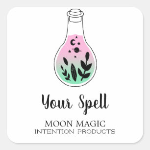 Modern Witchcraft White And Neon Spell Jar Square Sticker