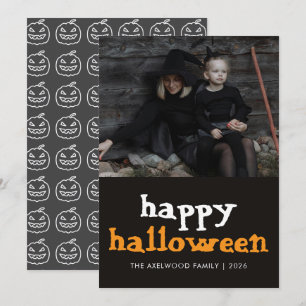 Modern Witchy Aesthetic Halloween Family Photo Holiday Card