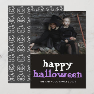 Modern Witchy Aesthetic Halloween Family Photo Holiday Card