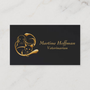 Modern with golden tipography on black background business card