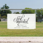 Modern With Heart Just Married Car Banner
