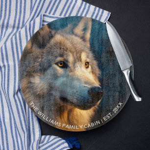 Modern Wolf Lover Personalized Cutting Board