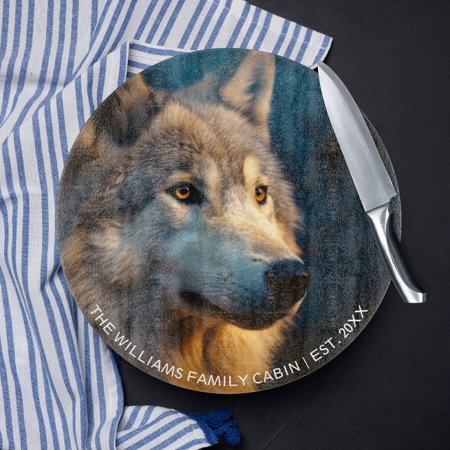 Modern Wolf Lover Personalized  Cutting Board (Creator Uploaded)