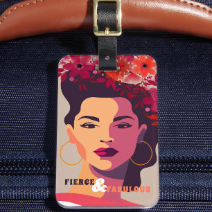 Modern Woman Abstract Portrait FIERCE & FABULOUS Luggage Tag