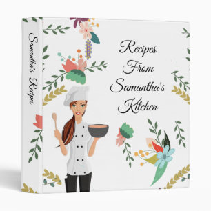 Modern Woman Chef Floral Cookbook Recipe Binder
