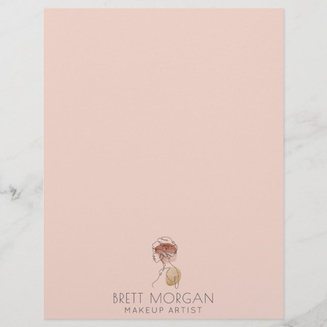 Modern Woman Makeup Artist Blush Pink  Letterhead (Front)