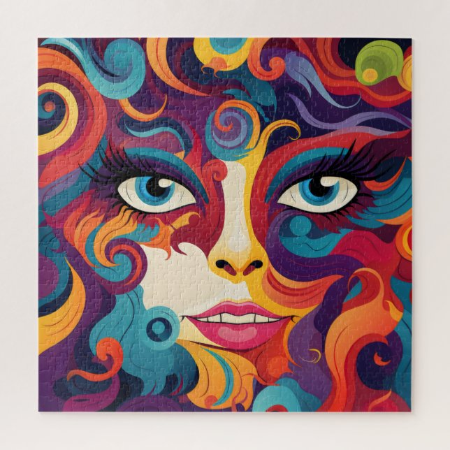 Modern Woman Vibrant Whirl of Emotions Jigsaw Puzzle (Vertical)