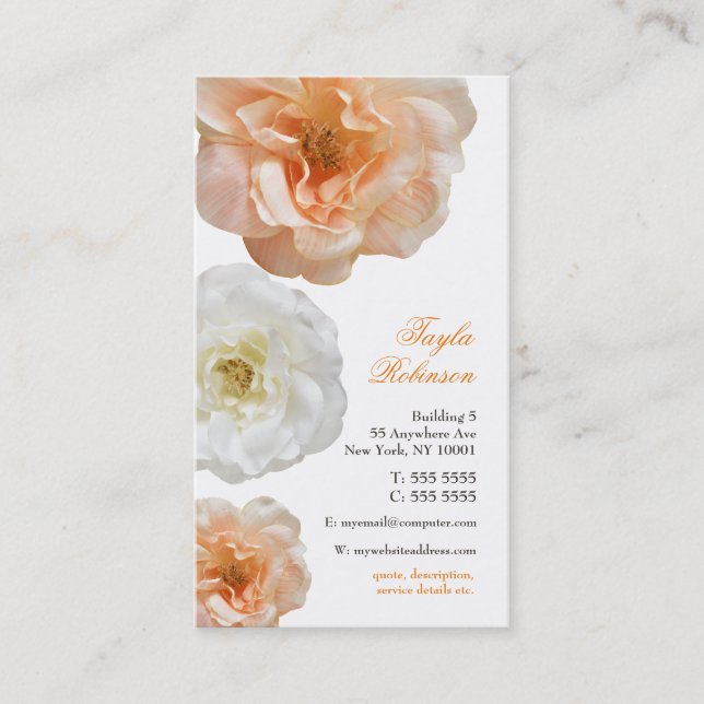 Modern Womens Garden Roses Personalized Profile Business Card (Front)