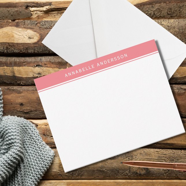 Modern Women's Pink Personalized Note Card (Creator Uploaded)