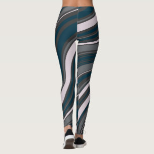 Modern  Women's Rustic Blue & Grey  Leggings